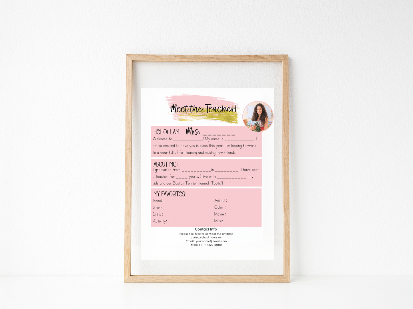 Meet the Teacher Letter Template - Blush