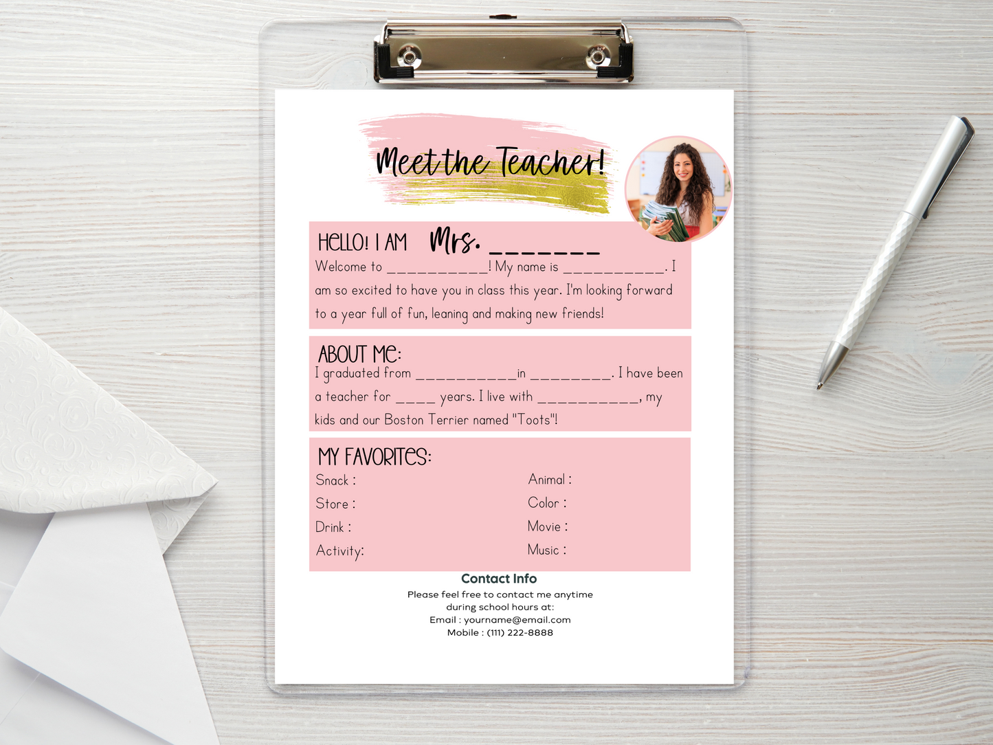 Meet the Teacher Letter Template - Blush