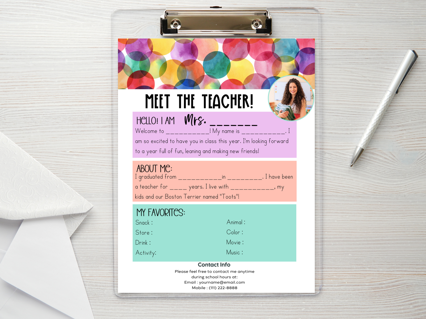 Meet the Teacher Letter Template - Dots