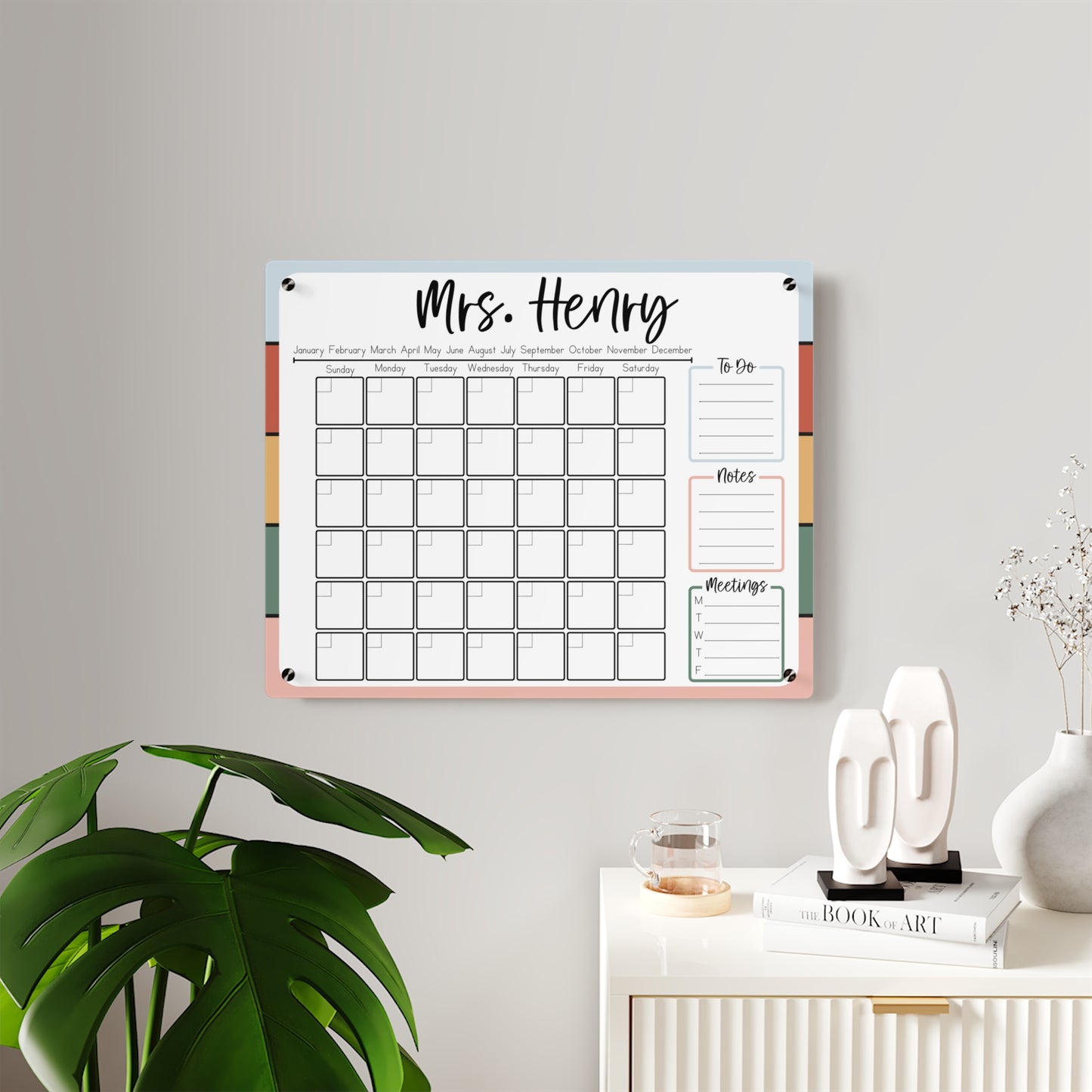 Striped Custom Acrylic Wall Calendar (20 x 16)