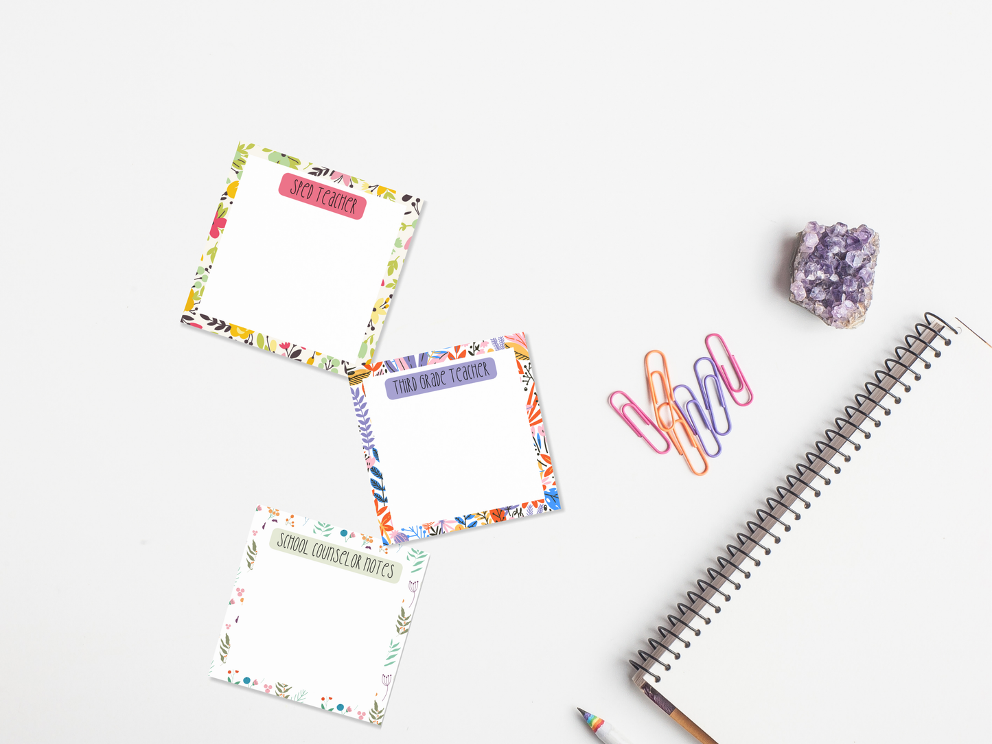 Floral Professional Title Sticky Notes