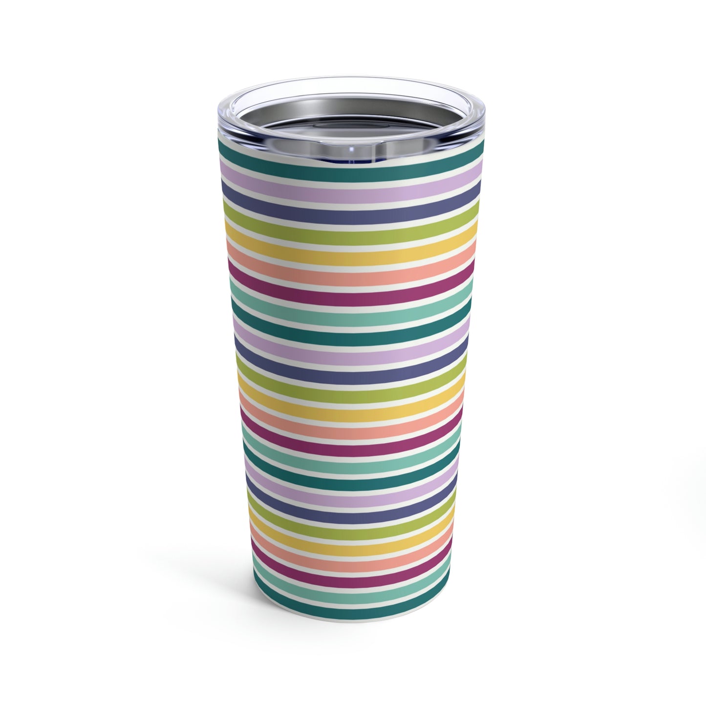 Muted Rainbow Stripe Tumbler 20oz