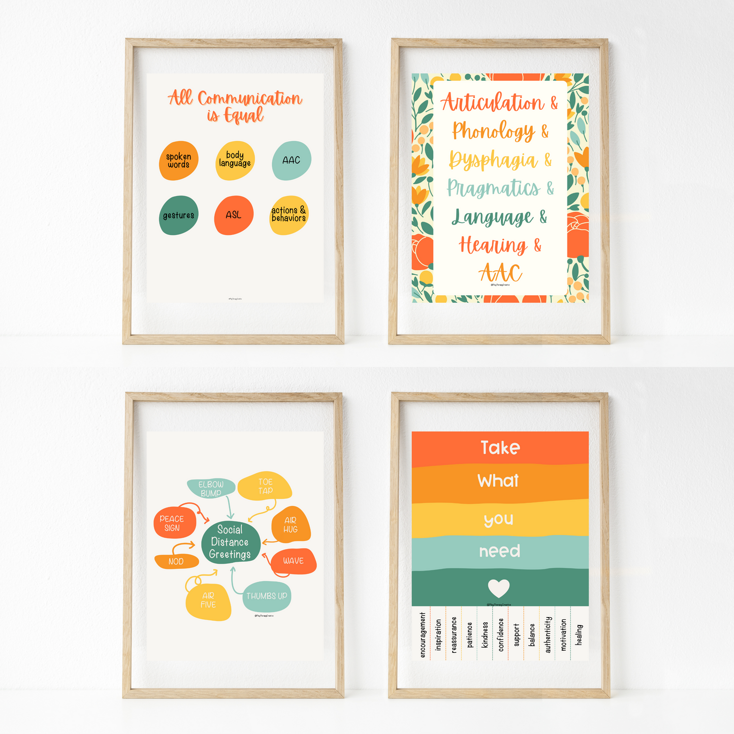Orange Tulips Speech Room Wall Art- Set of 20