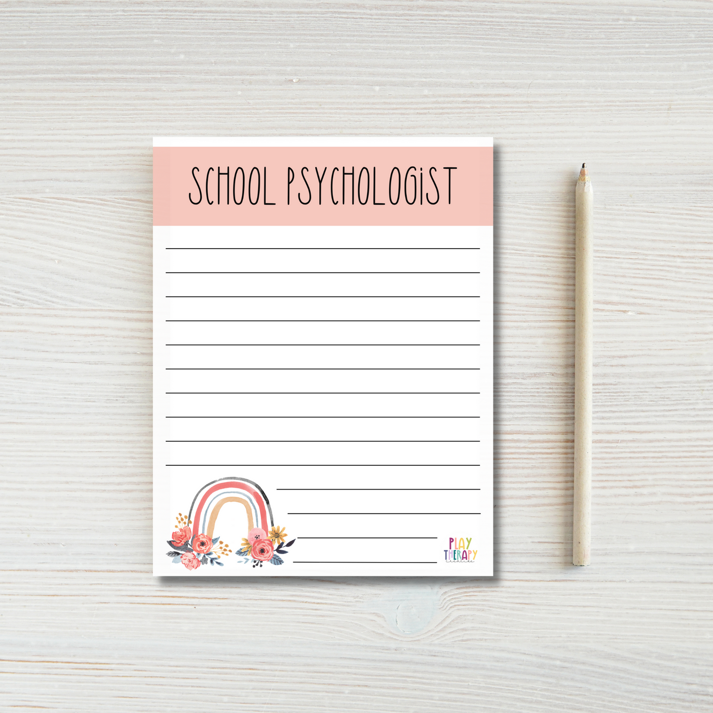 School Psychologist Floral Rainbow Notepad