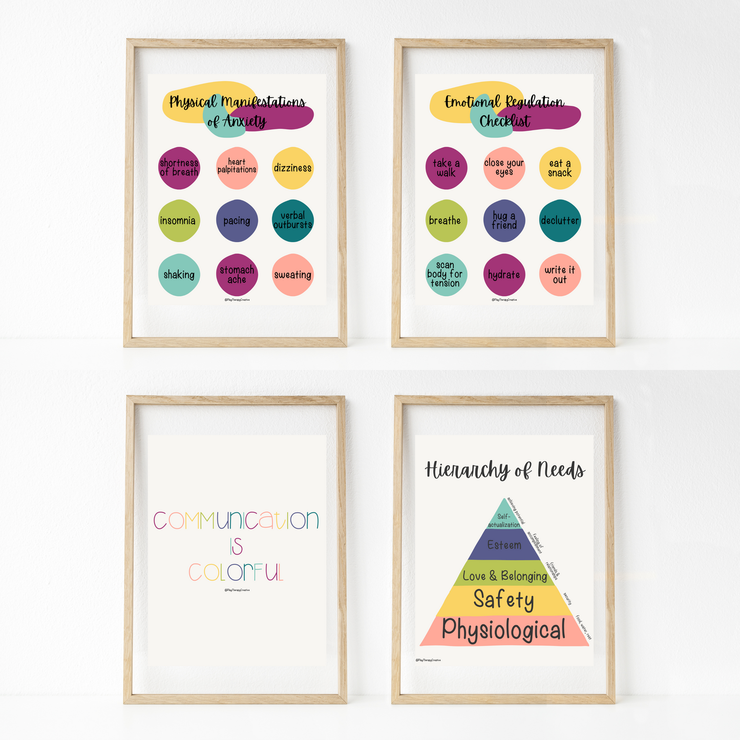 Muted Rainbow Speech Room Wall Art- Set of 20