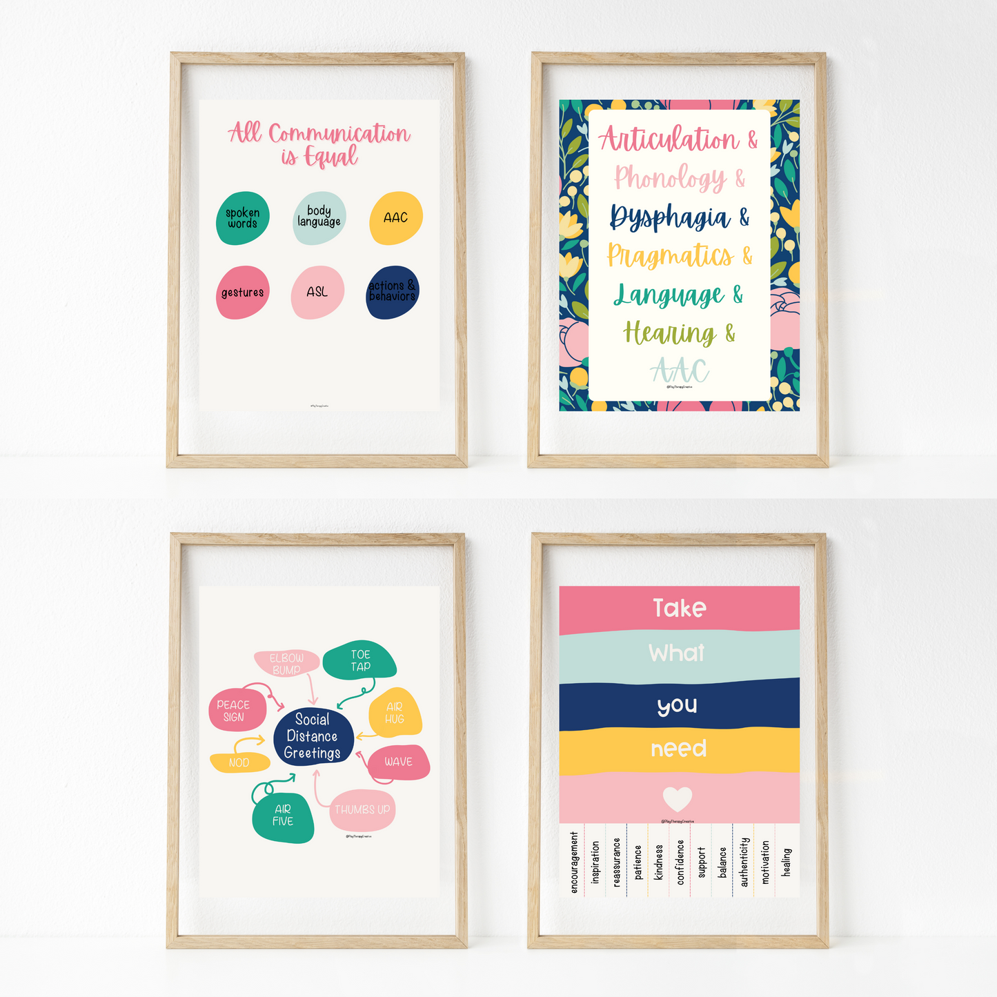 Blue Tulips Speech Room Wall Art- Set of 20