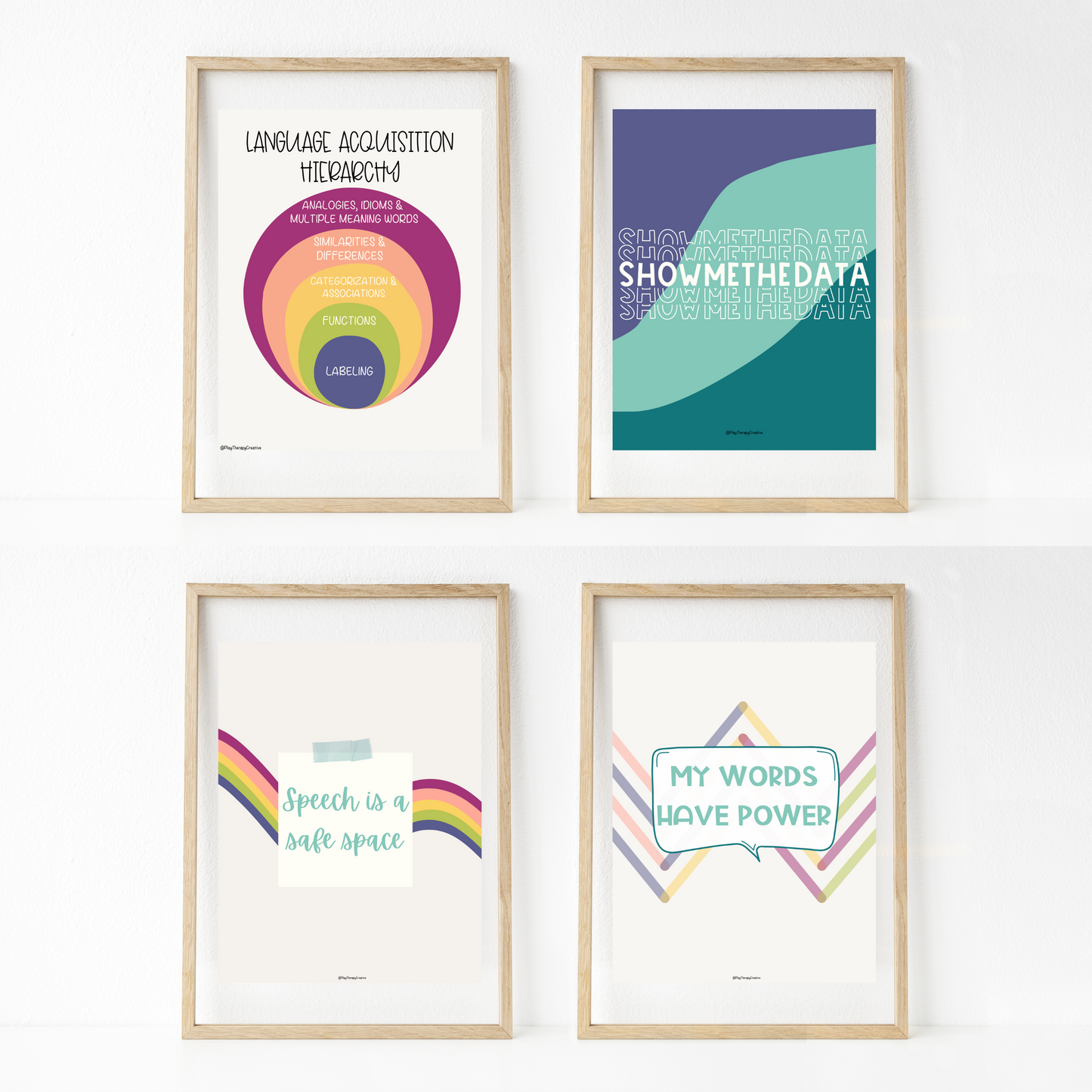 Muted Rainbow Speech Room Wall Art- Set of 20