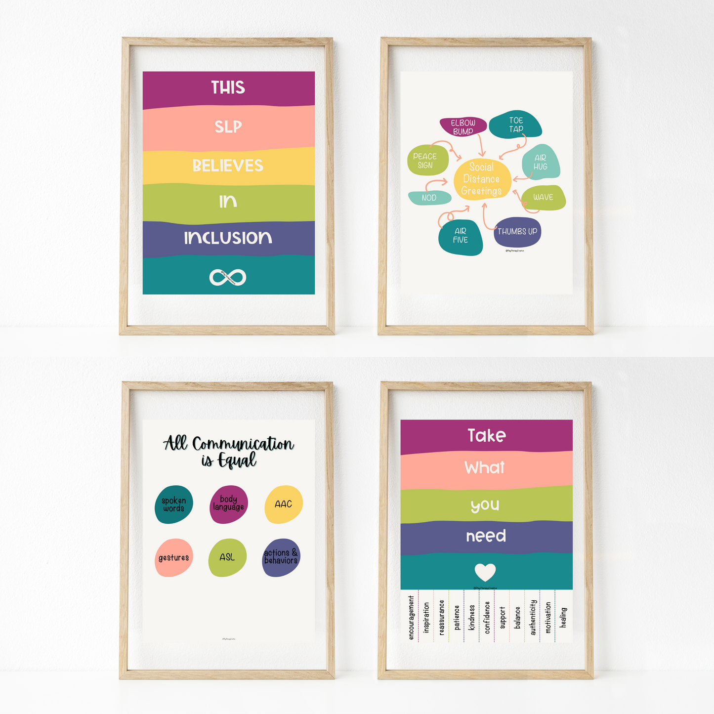 Muted Rainbow Speech Room Wall Art- Set of 20