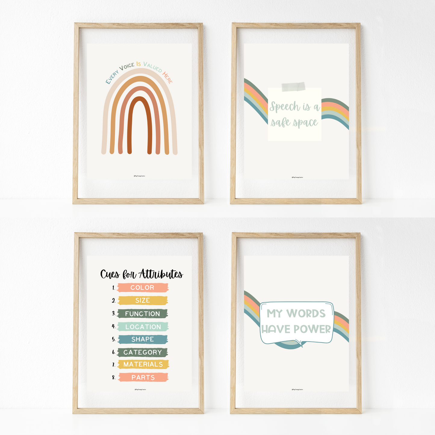 Muted Tones Speech Room Wall Art- Set of 20