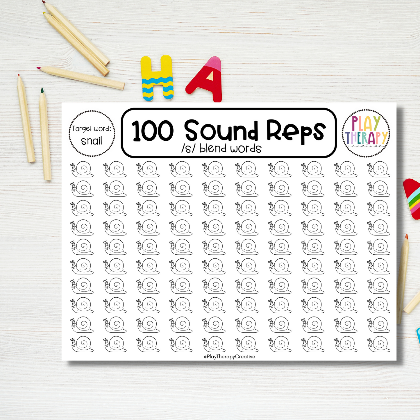100 Sound Reps Activity for High Repetition Articulation Speech Therapy