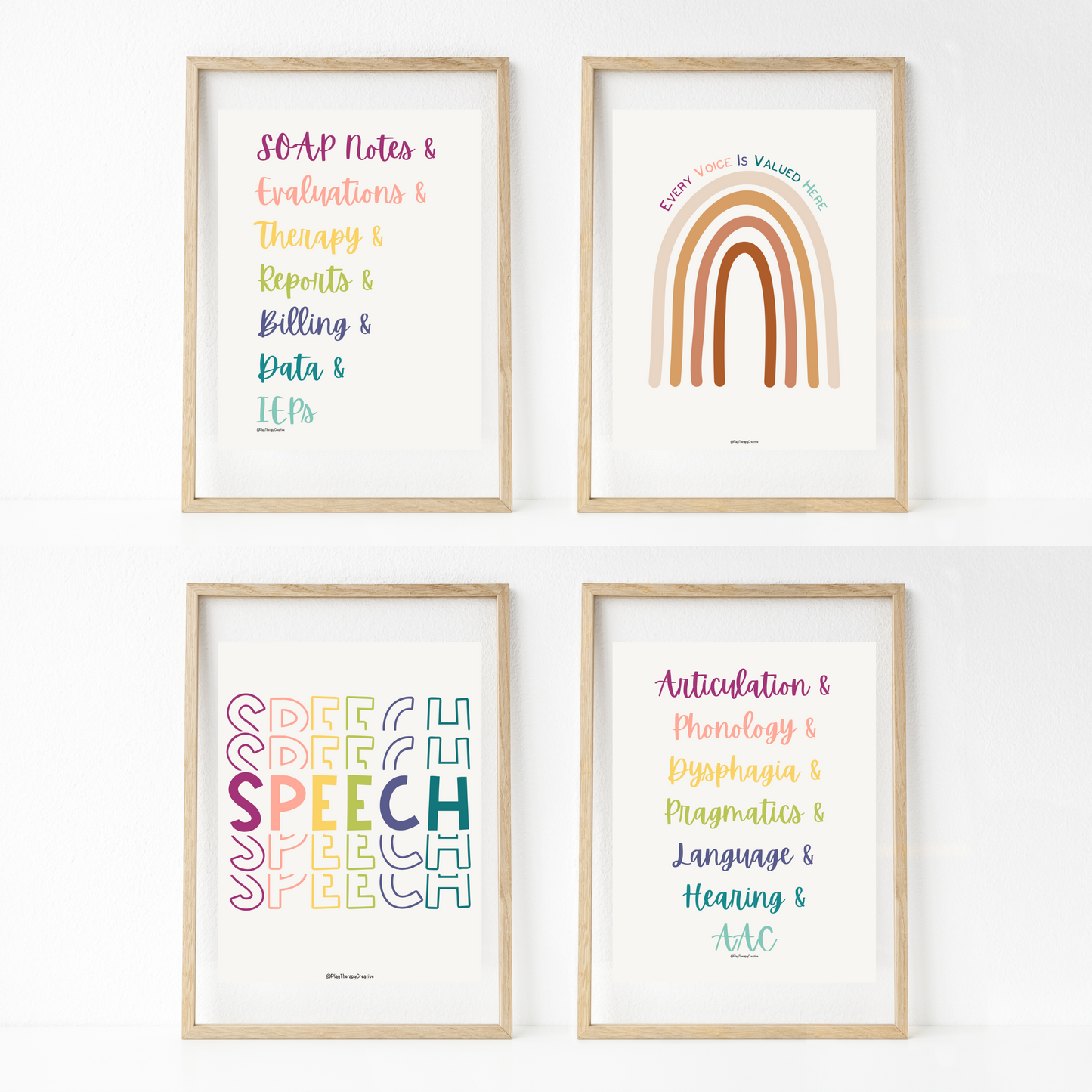 Muted Rainbow Speech Room Wall Art- Set of 20