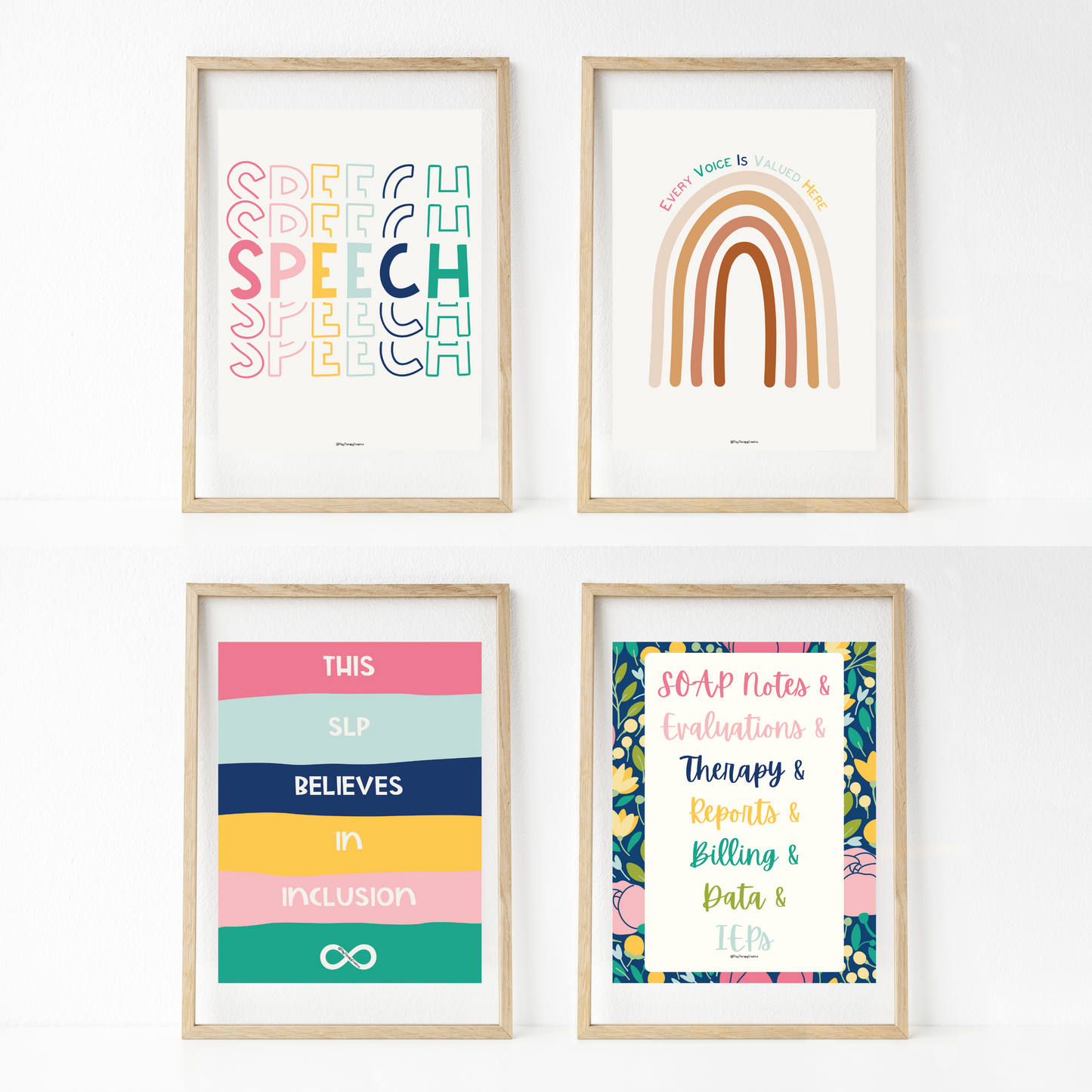 Blue Tulips Speech Room Wall Art- Set of 20