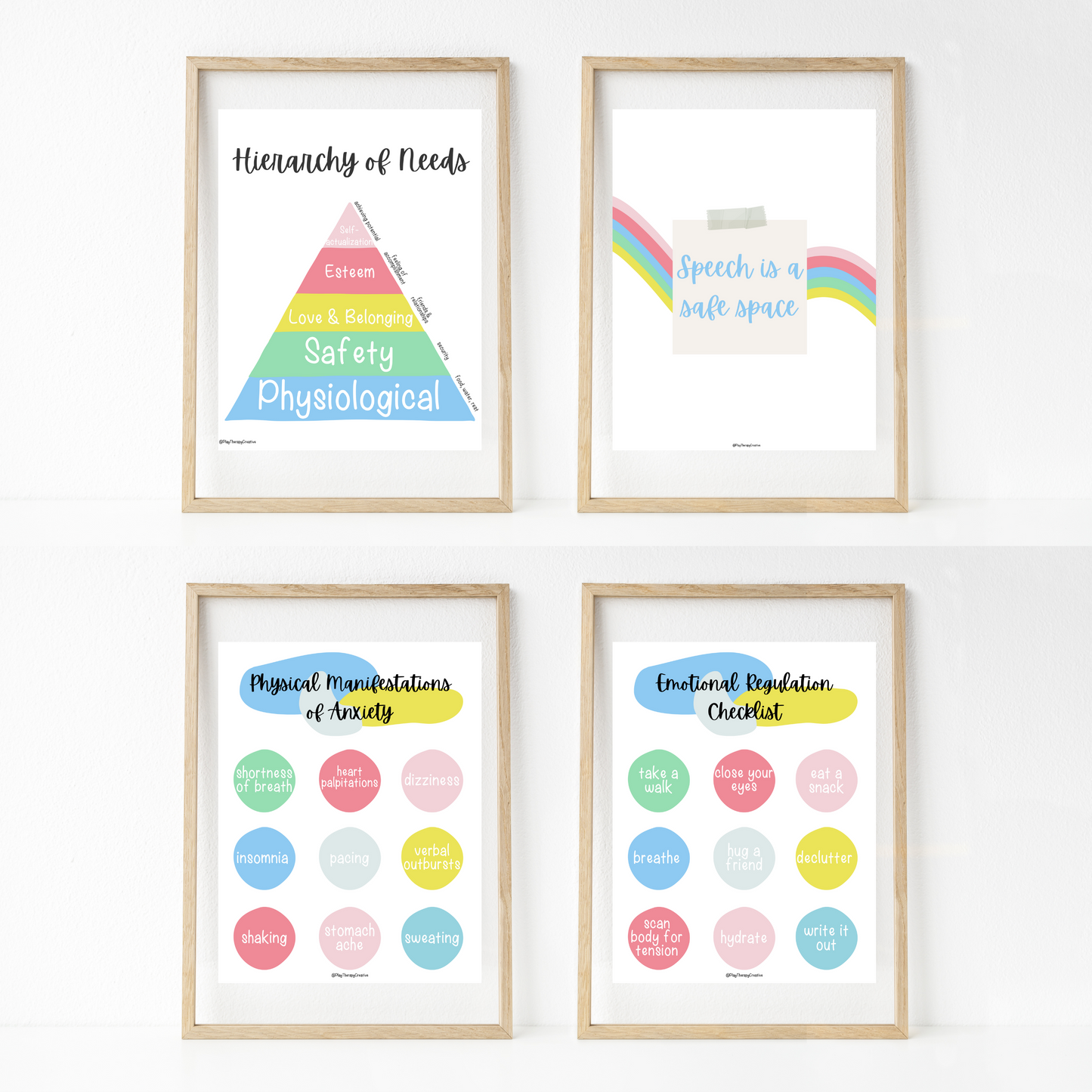 Rainbow Stripe Speech Room Wall Art- Set of 20
