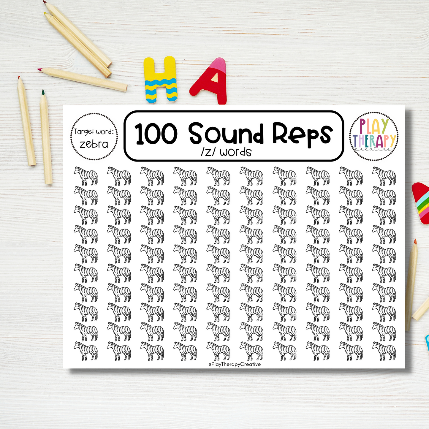 100 Sound Reps Activity for High Repetition Articulation Speech Therapy