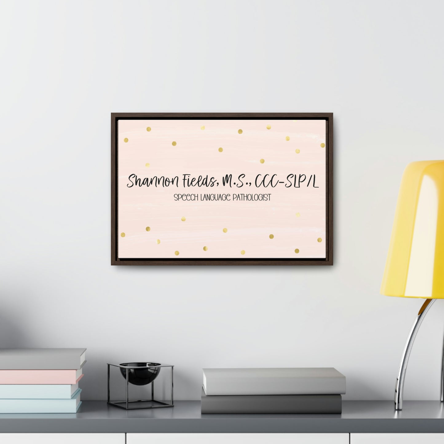 Light Pink + Gold Custom Framed Canvas (18 x 12 in)