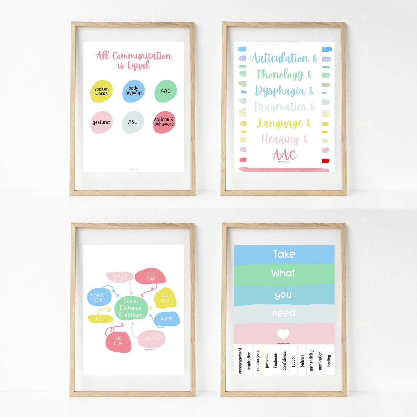 Rainbow Stripe Speech Room Wall Art- Set of 20