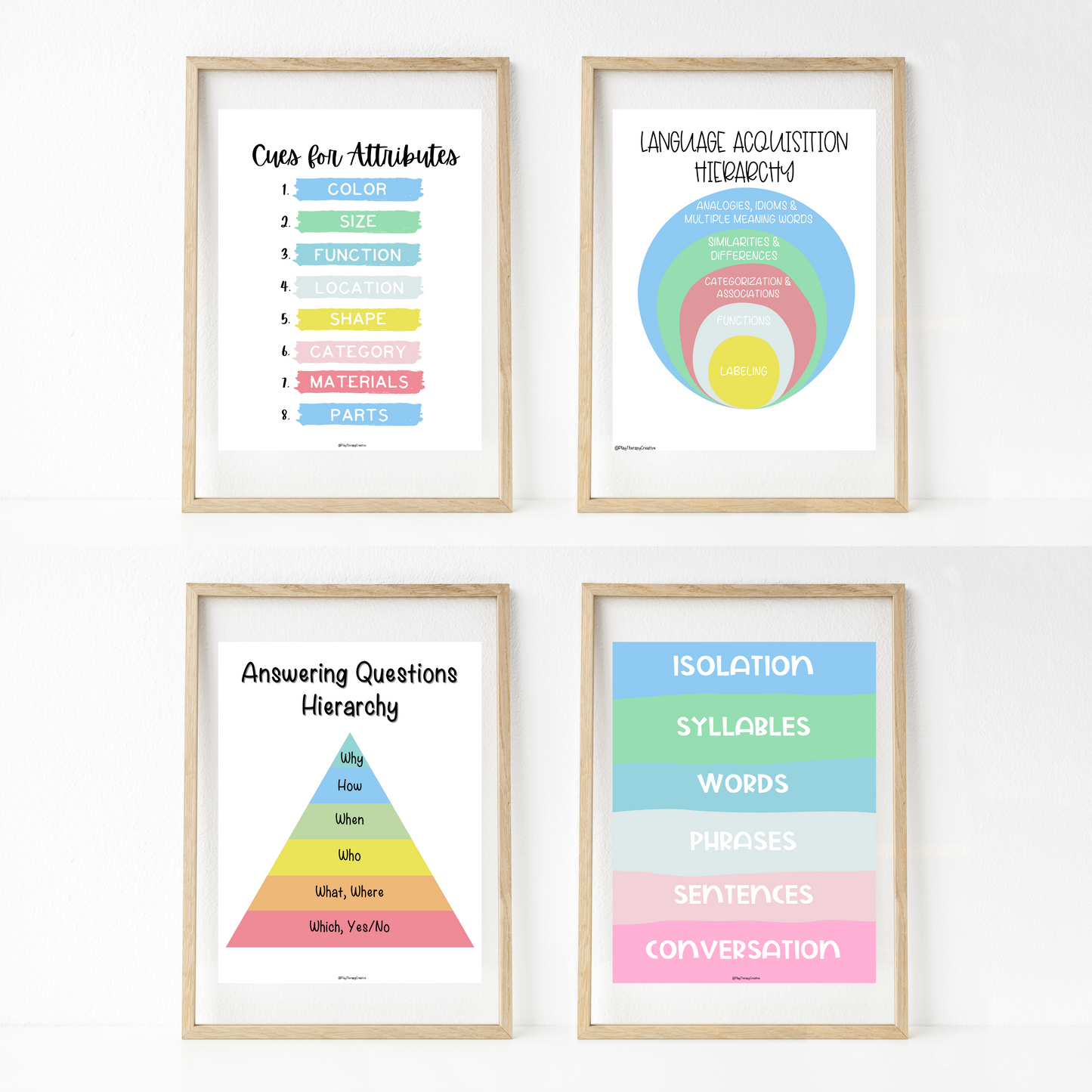 Rainbow Stripe Speech Room Wall Art- Set of 20