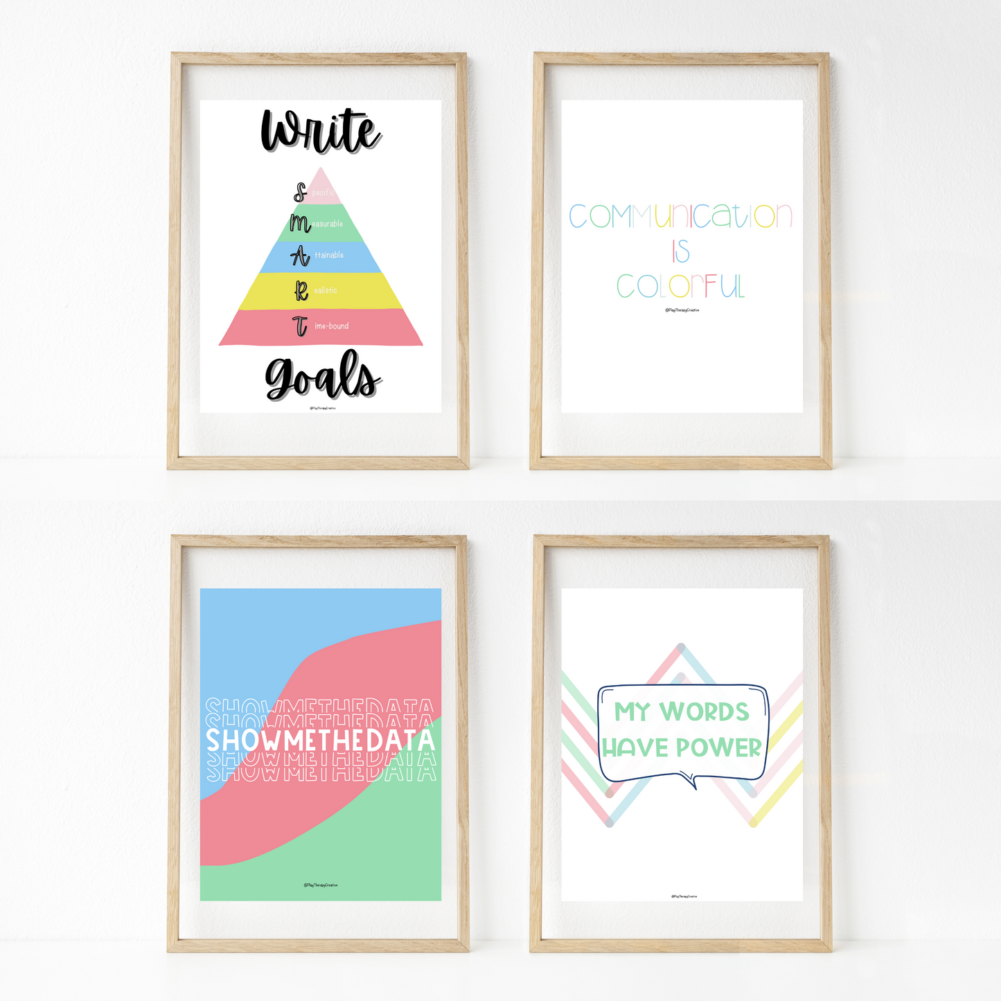 Rainbow Stripe Speech Room Wall Art- Set of 20