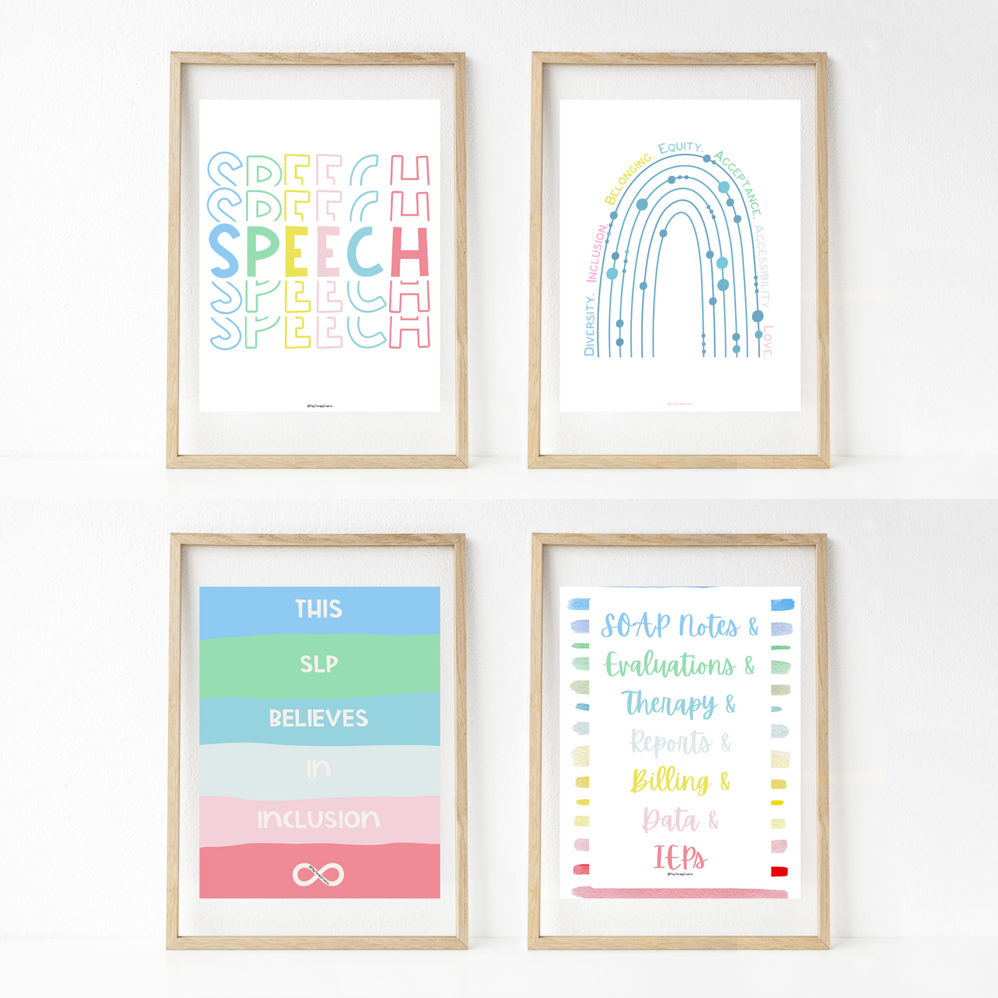 Rainbow Stripe Speech Room Wall Art- Set of 20