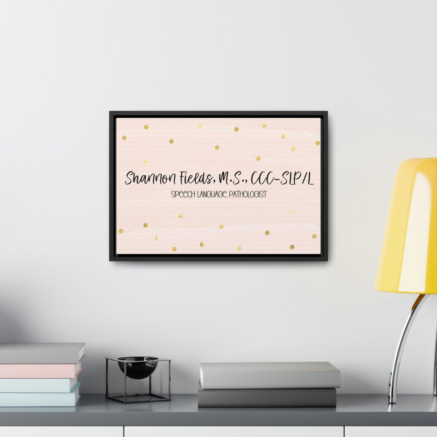 Light Pink + Gold Custom Framed Canvas (18 x 12 in)