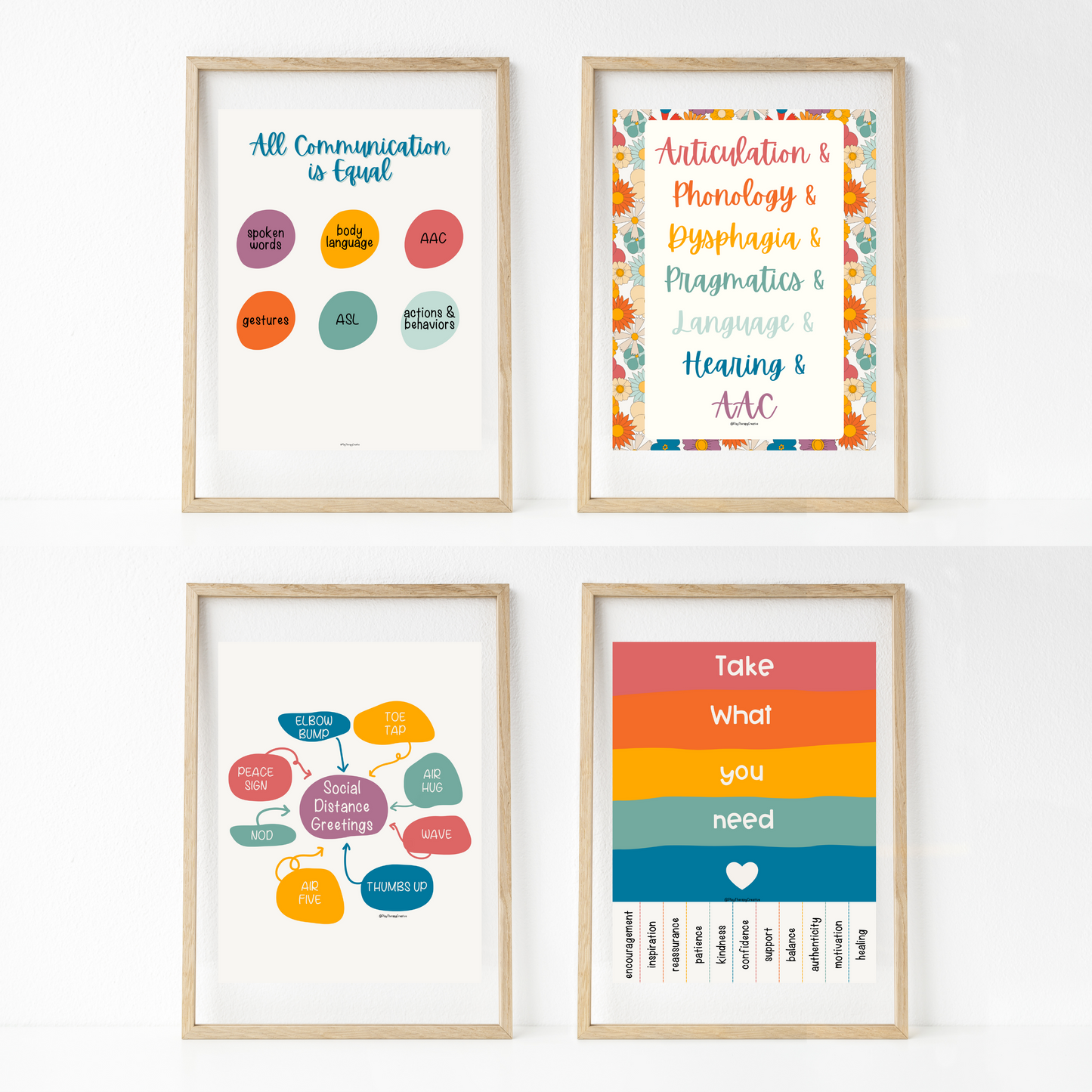 Retro Floral Speech Room Wall Art- Set of 20