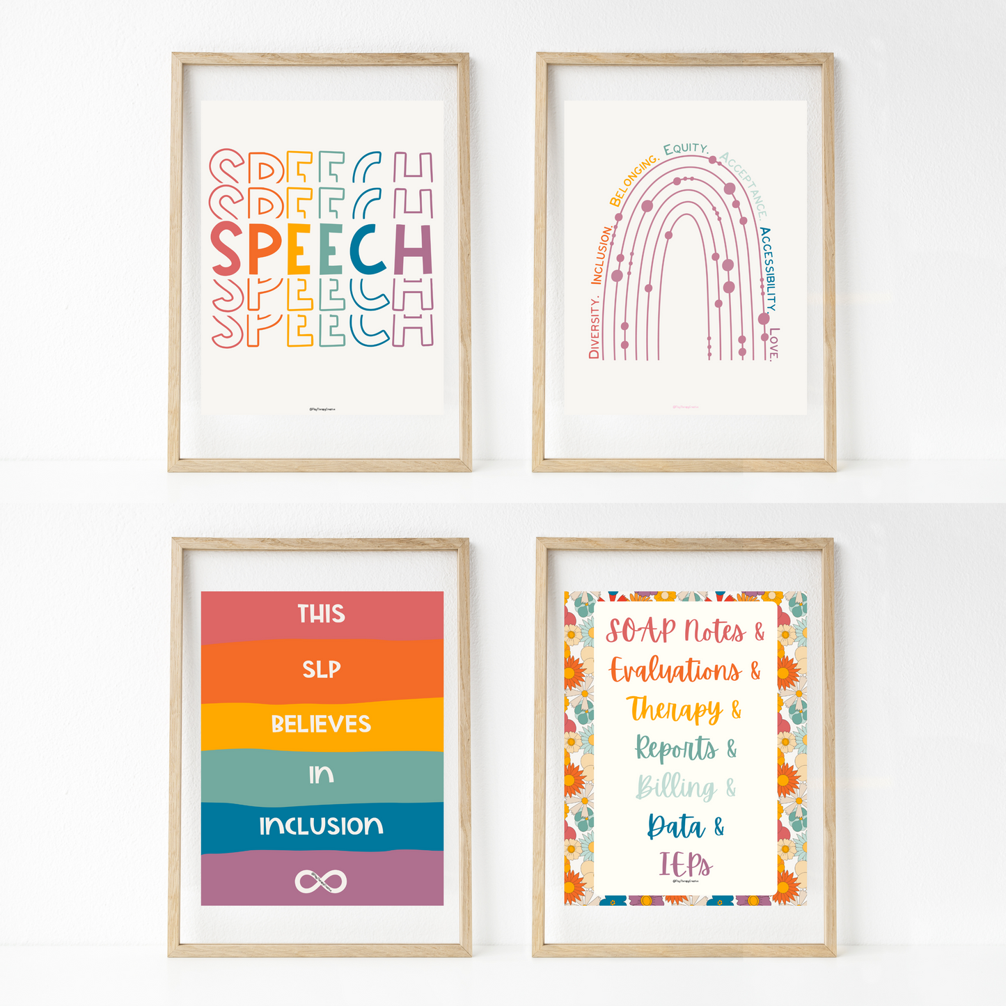 Retro Floral Speech Room Wall Art- Set of 20