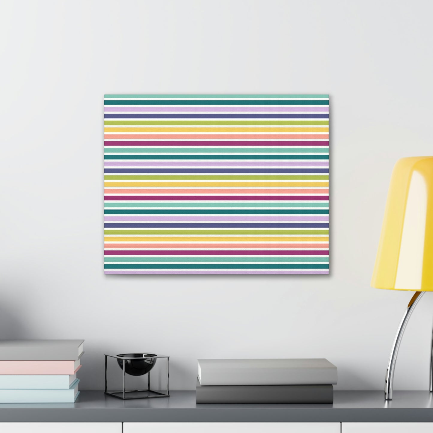 Muted Rainbow Stripes Canvas Print (20 x 16 in)