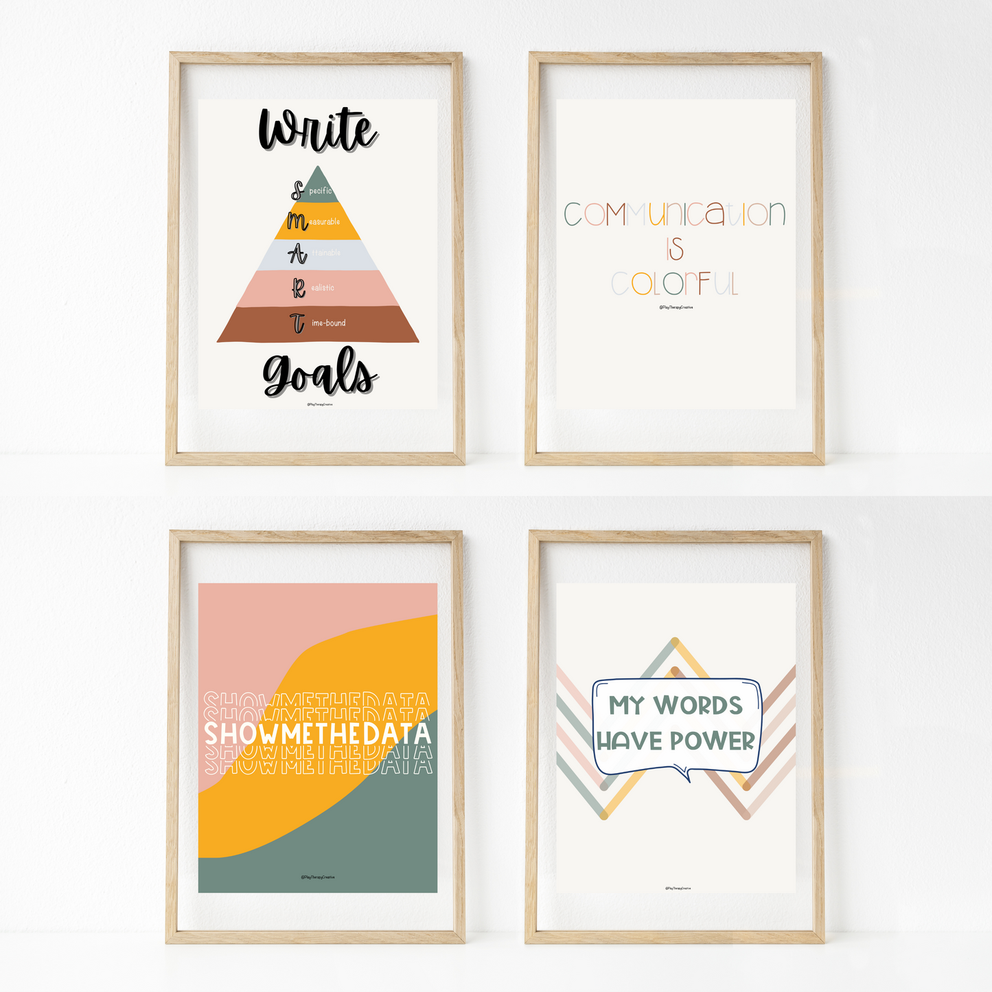 Boho Speech Room Wall Art- Set of 20