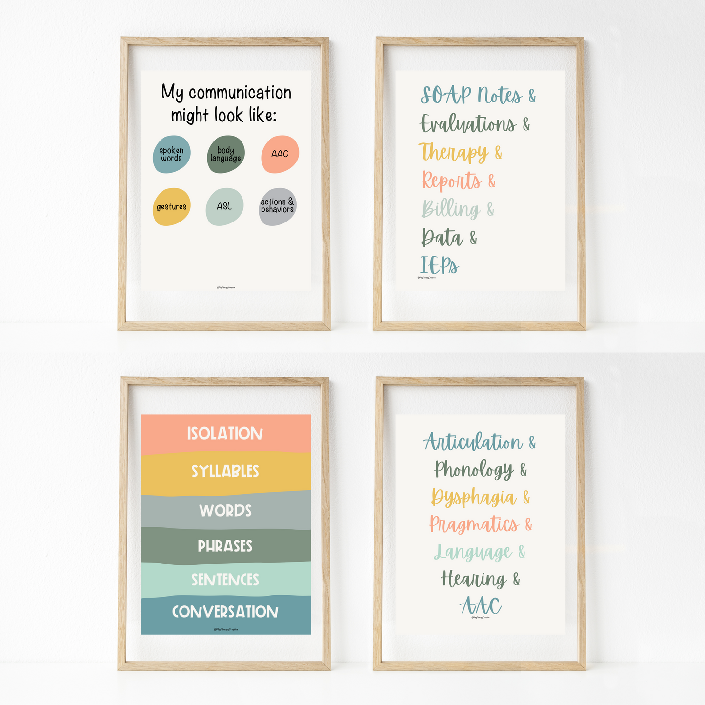 Muted Tones Speech Room Wall Art- Set of 20