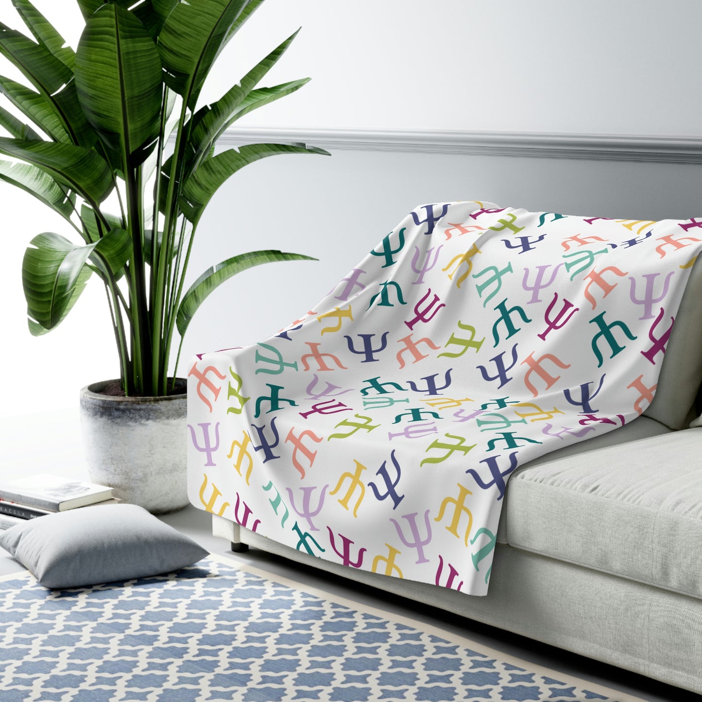 Muted Rainbow Psych Symbol Sherpa Blanket