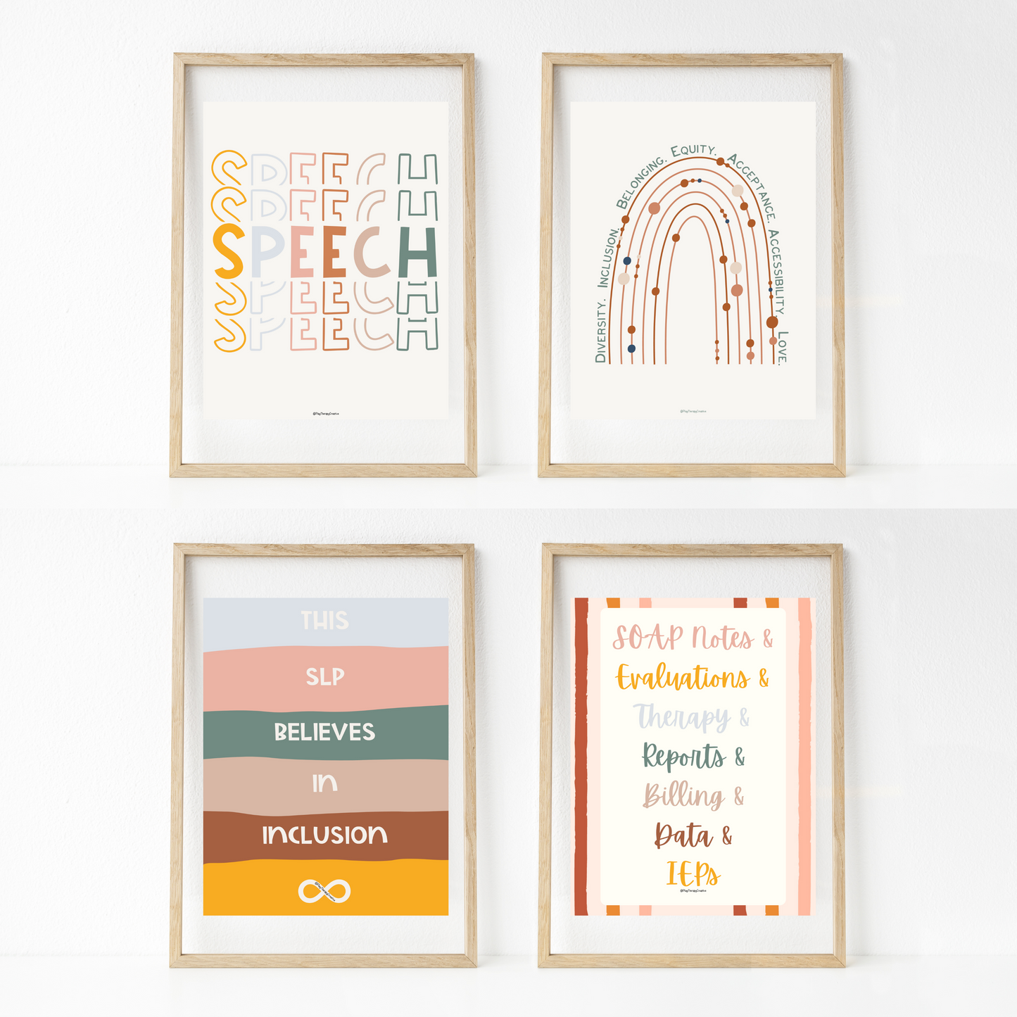 Boho Speech Room Wall Art- Set of 20