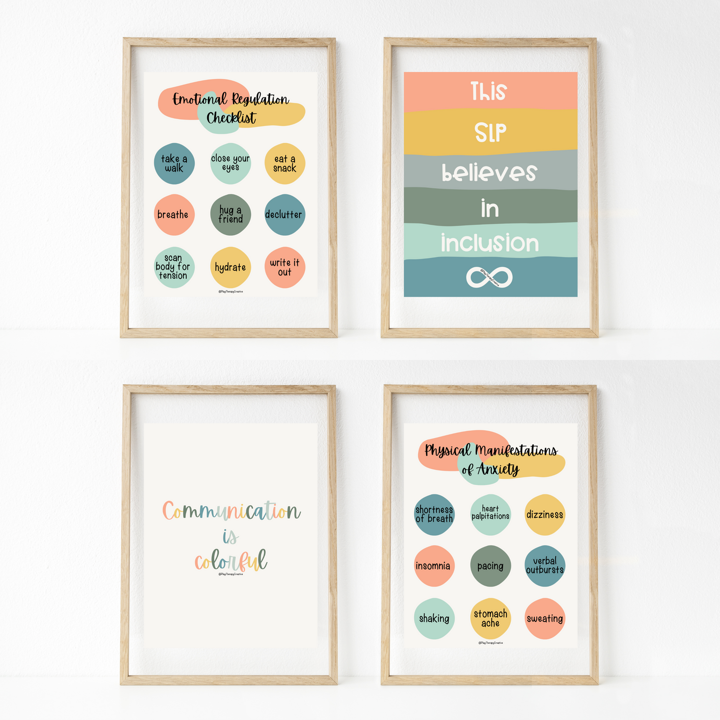 Muted Tones Speech Room Wall Art- Set of 20