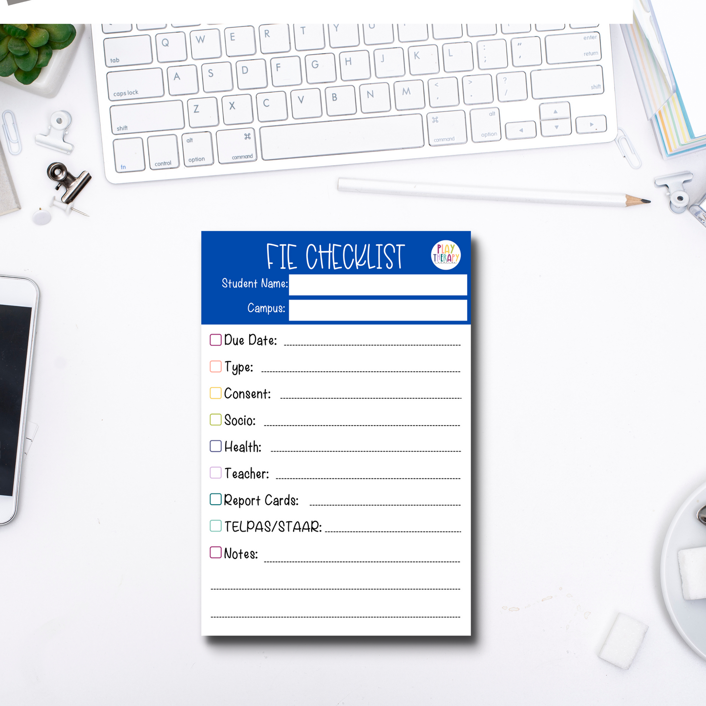 FIE Checklist Sticky Notes (4 x 6 in)