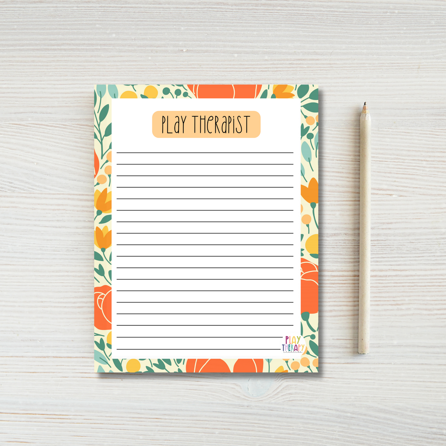 Floral Play Therapist Notepad