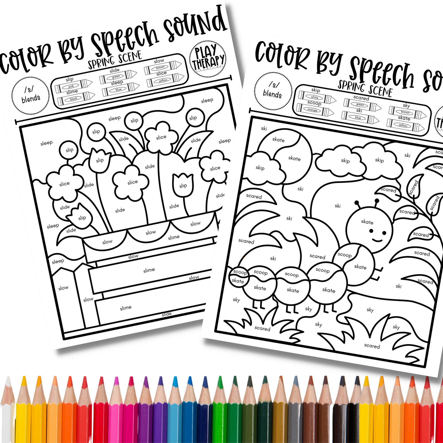 /s/ Blend Sound Spring Themed Color-by-Speech-Sounds for Speech Therapy