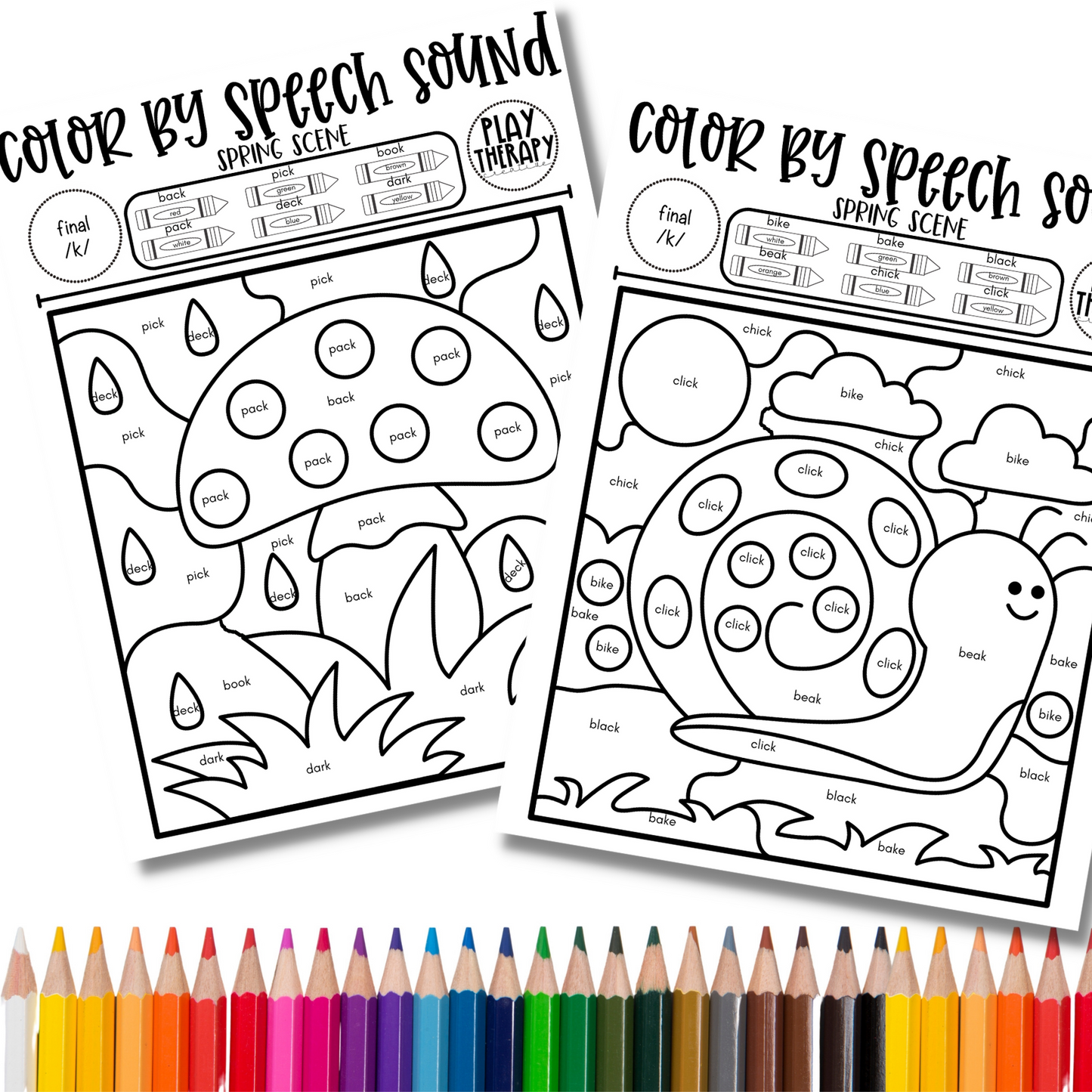 /k/ Sound Spring Themed Color-by-Speech-Sounds for Speech Therapy