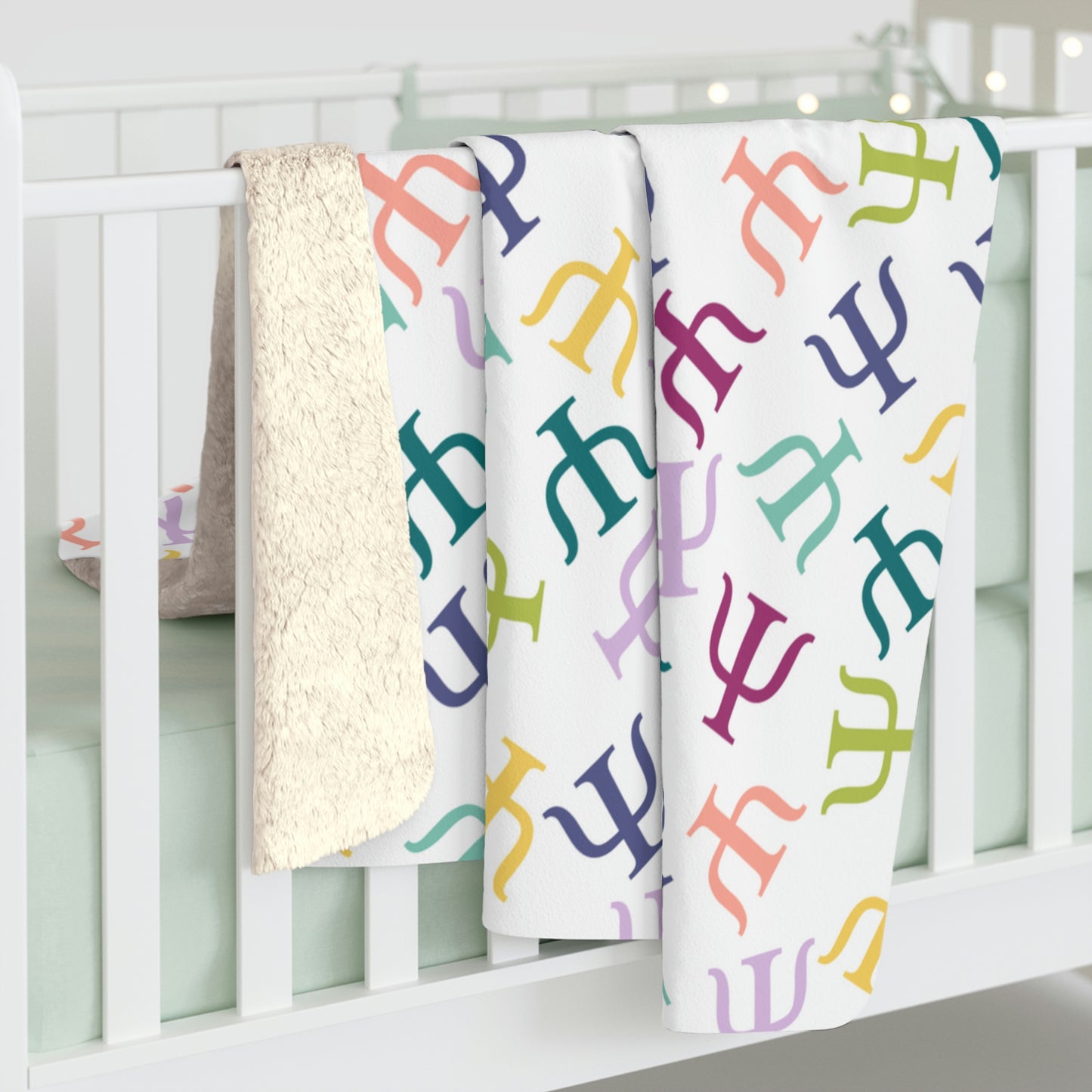 Muted Rainbow Psych Symbol Sherpa Blanket