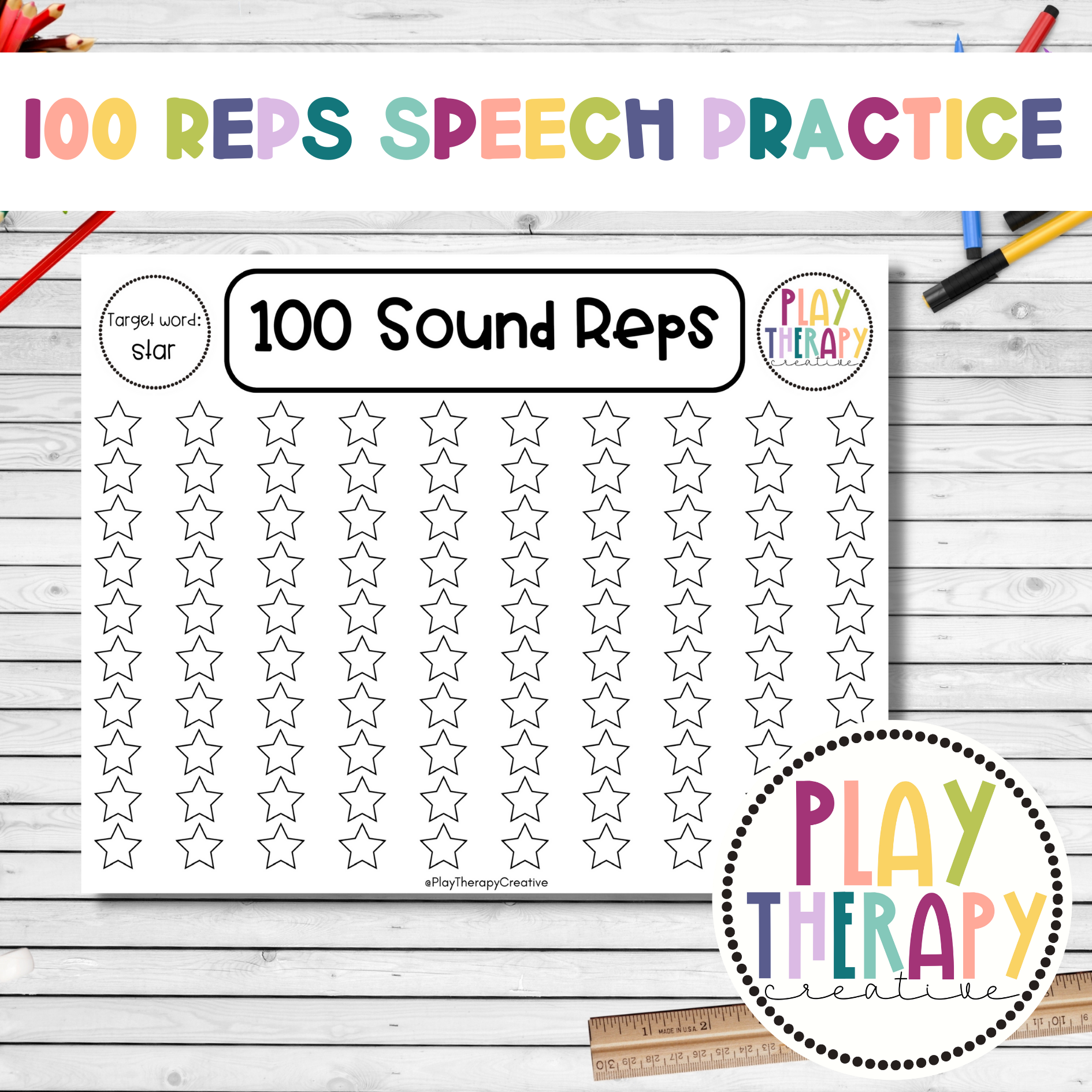 100 Sound Reps Activity for High Repetition Articulation Speech Therapy