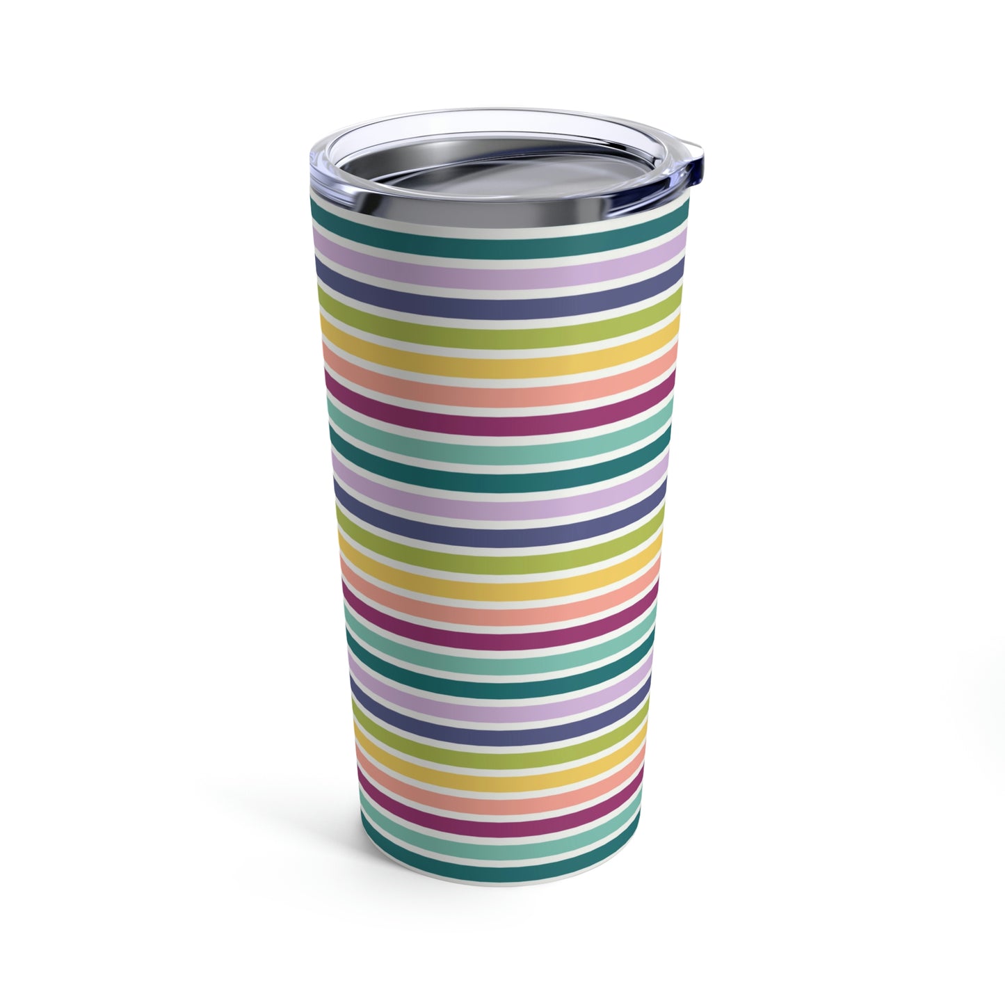 Muted Rainbow Stripe Tumbler 20oz