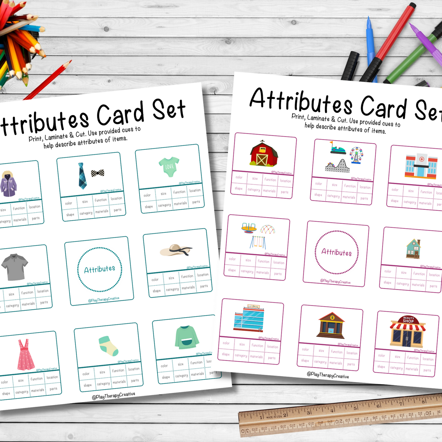 Attributes Cue Card Sets for Speech & Language Therapy