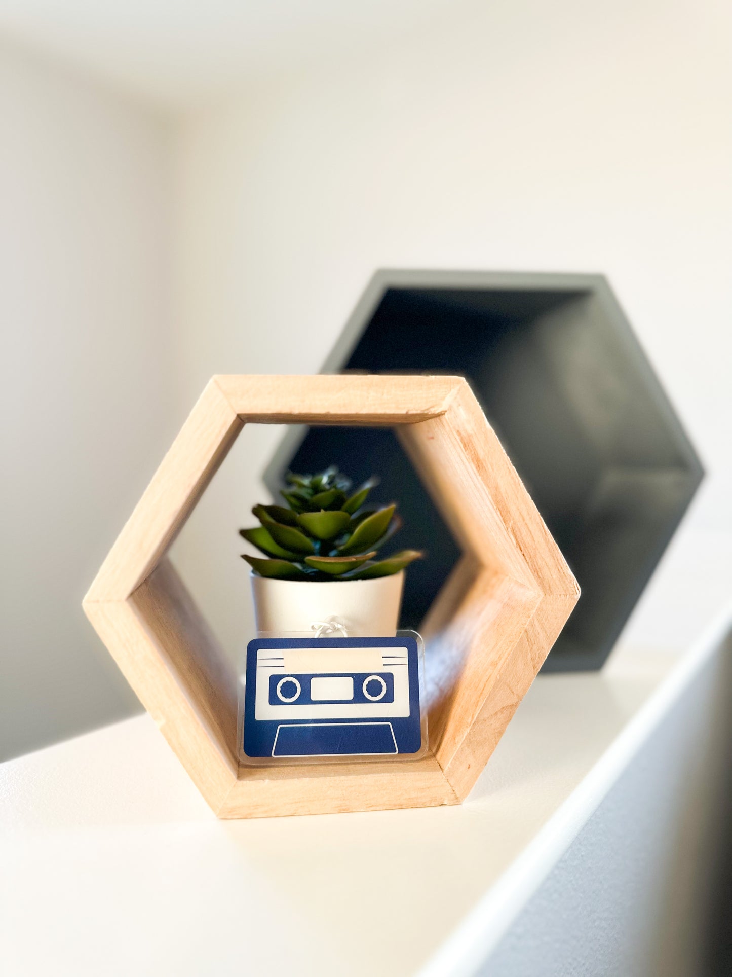 Navy Mini Cassette Keychain