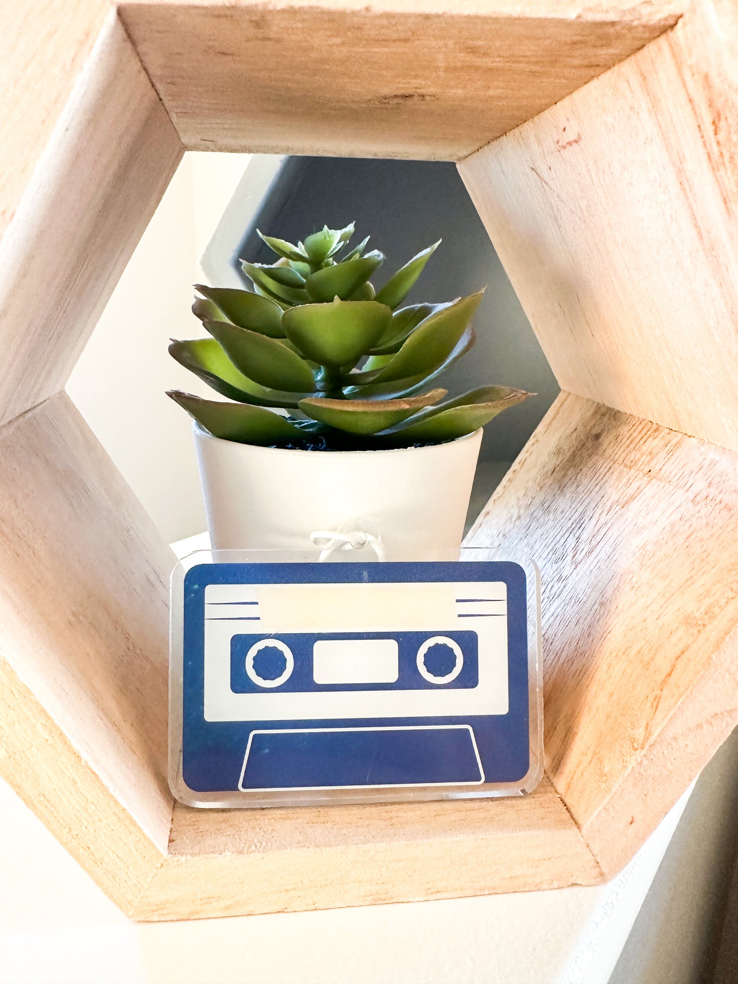 Navy Mini Cassette Keychain