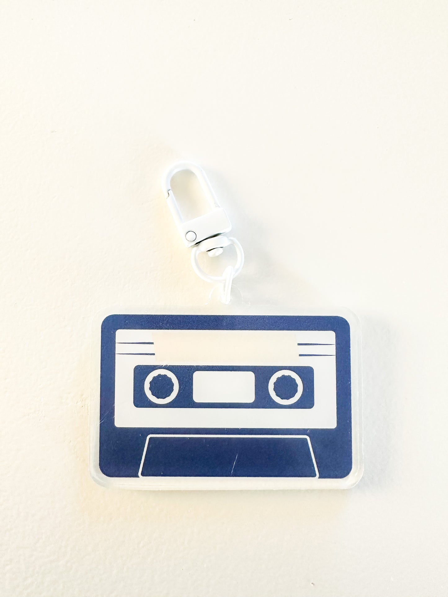 Navy Mini Cassette Keychain