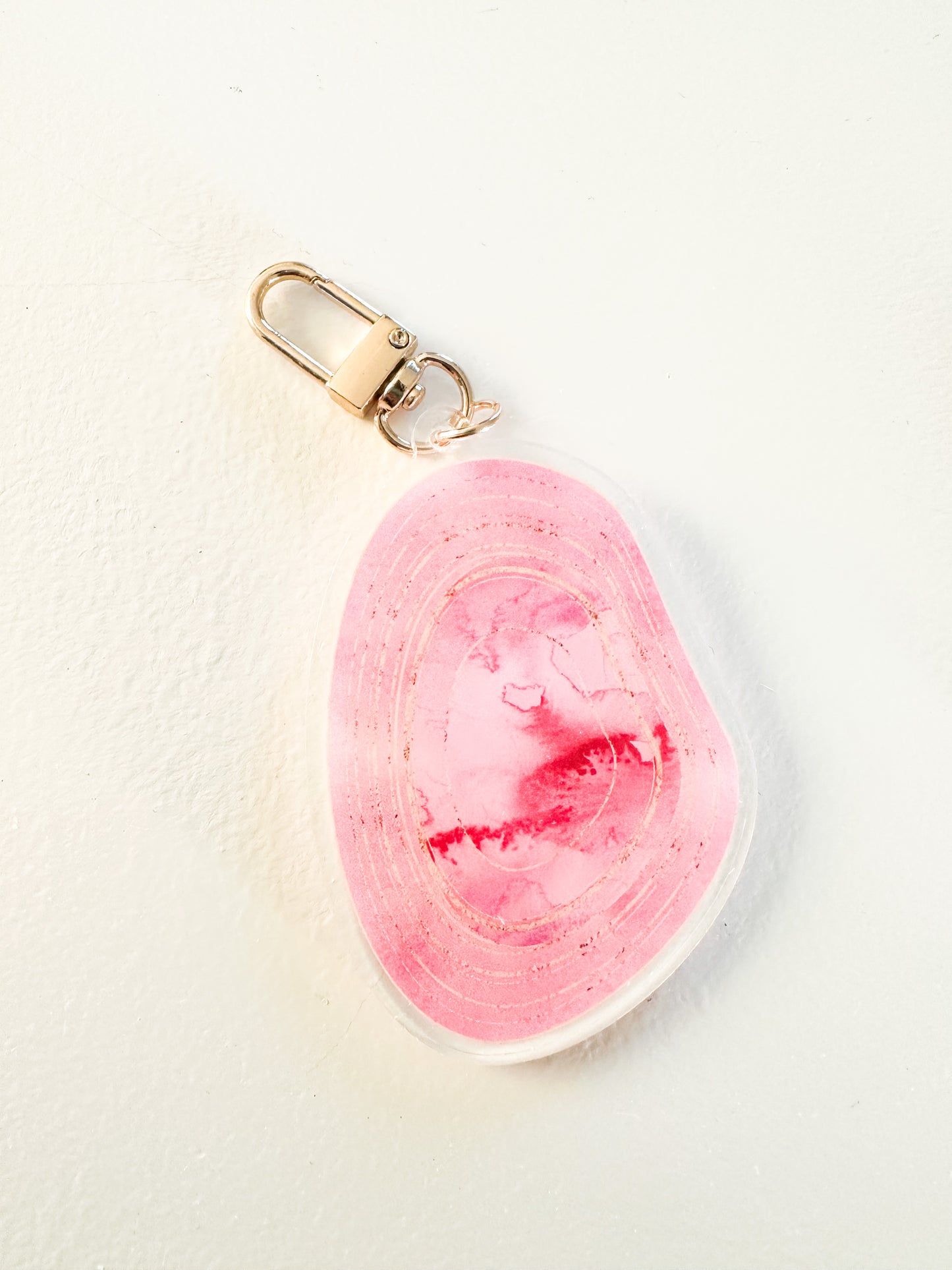 Pink Agate Slice Keychain