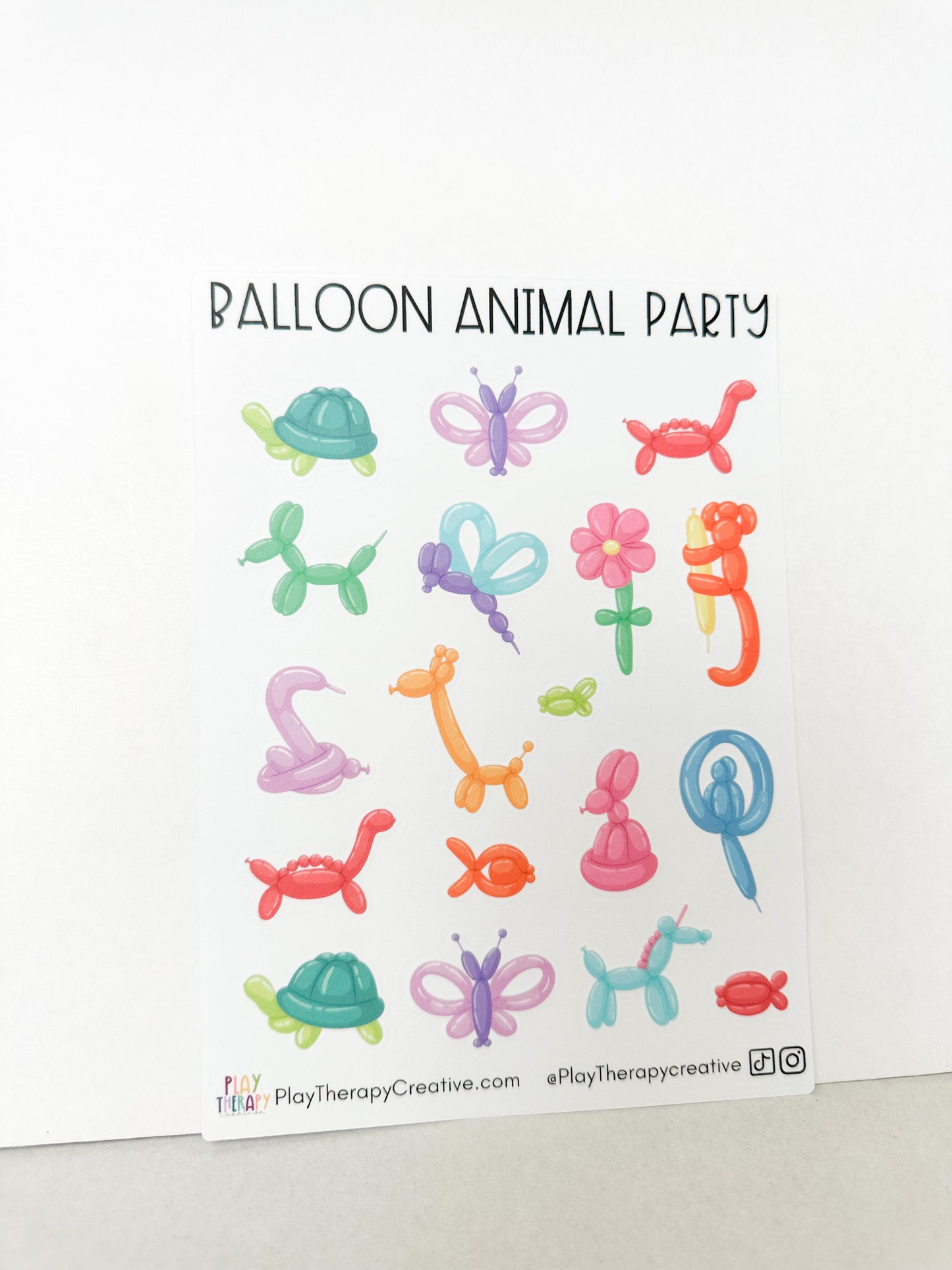 Balloon Animal Party Sticker Sheet