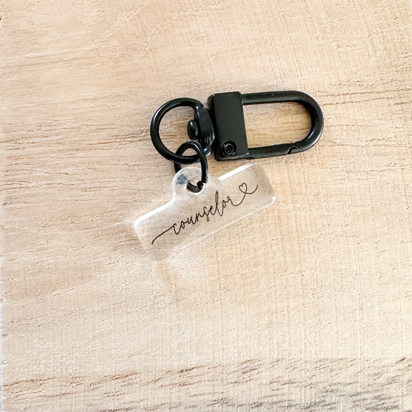 Counselor Love Script Badge Charm