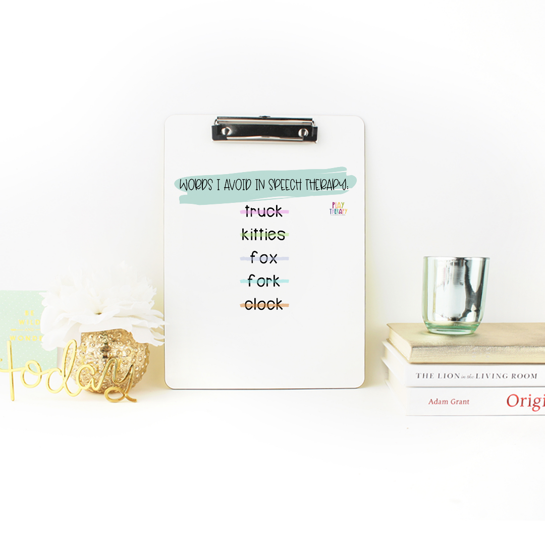 Words I Avoid in Speech Therapy Clipboard
