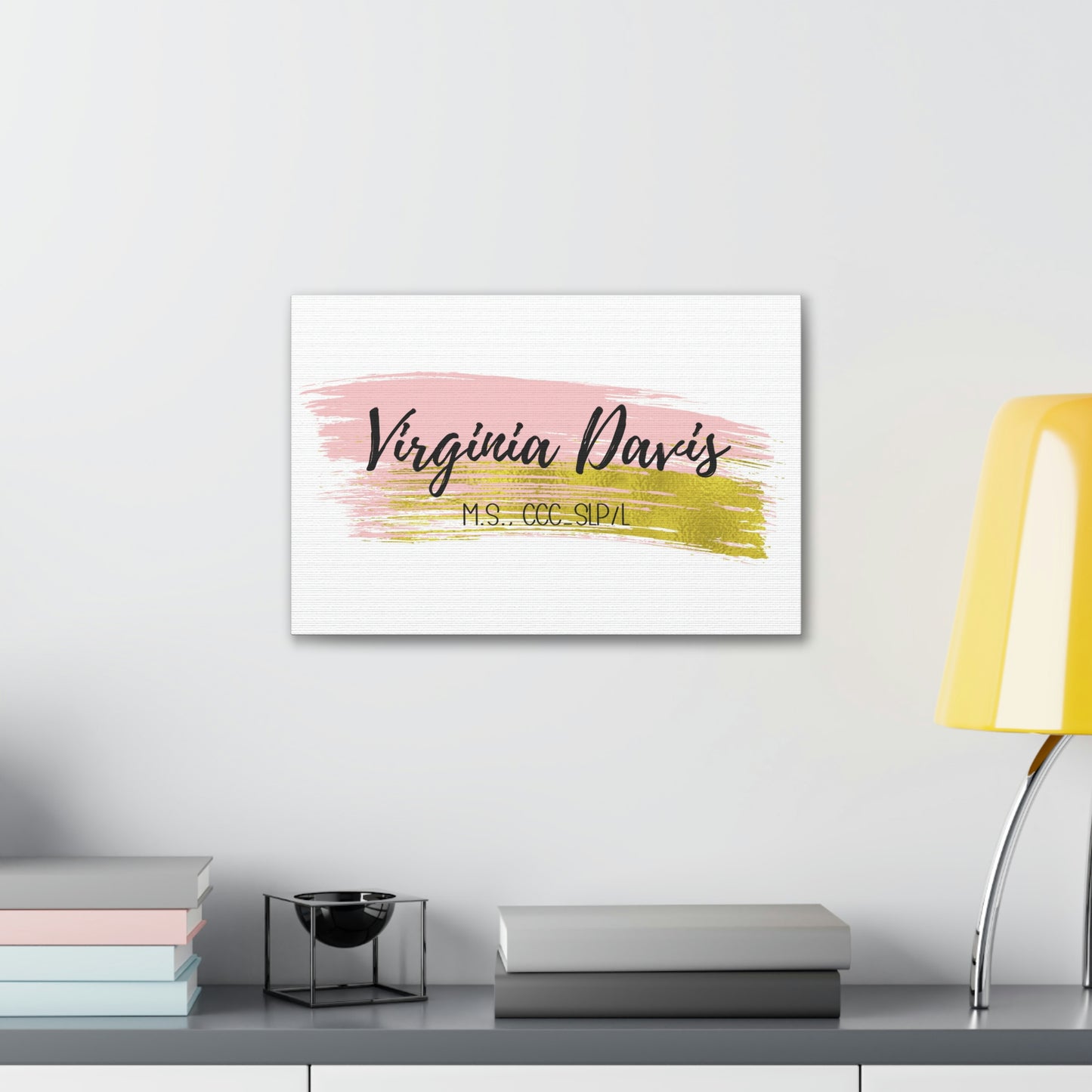 Pink + Gold Custom Canvas (18 x 12 in)