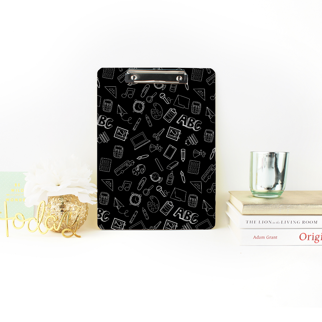 Chalkboard Elementary Doodles Clipboard
