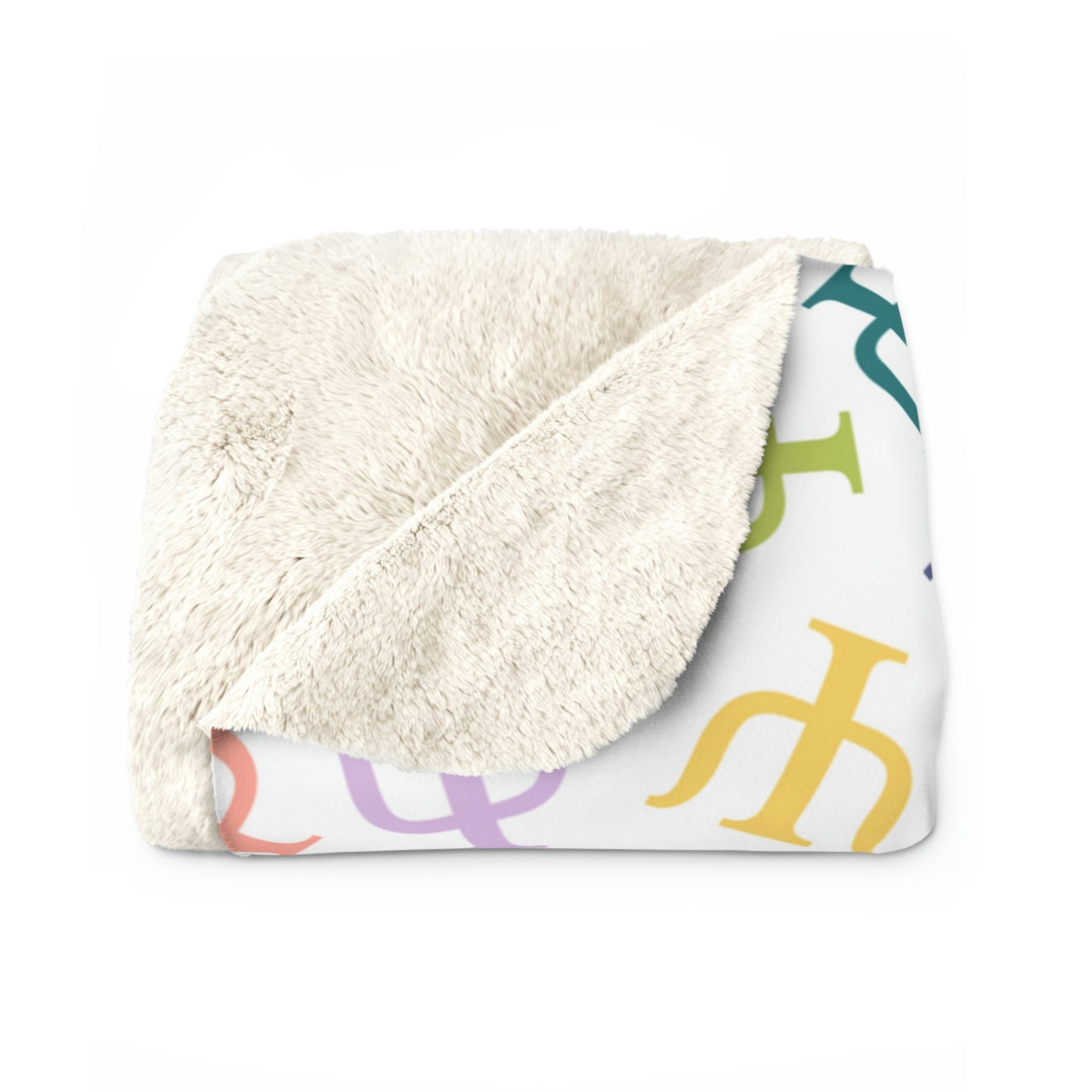 Muted Rainbow Psych Symbol Sherpa Blanket